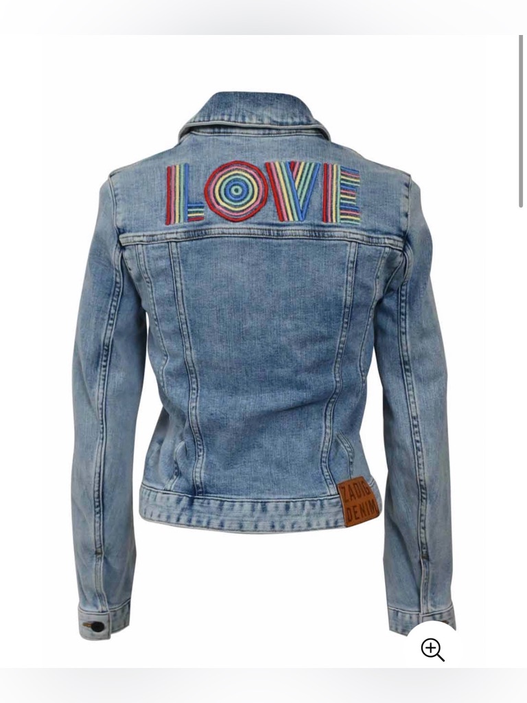 Zadig And Voltaire Rainbow Love Embroidered Denim Jacket